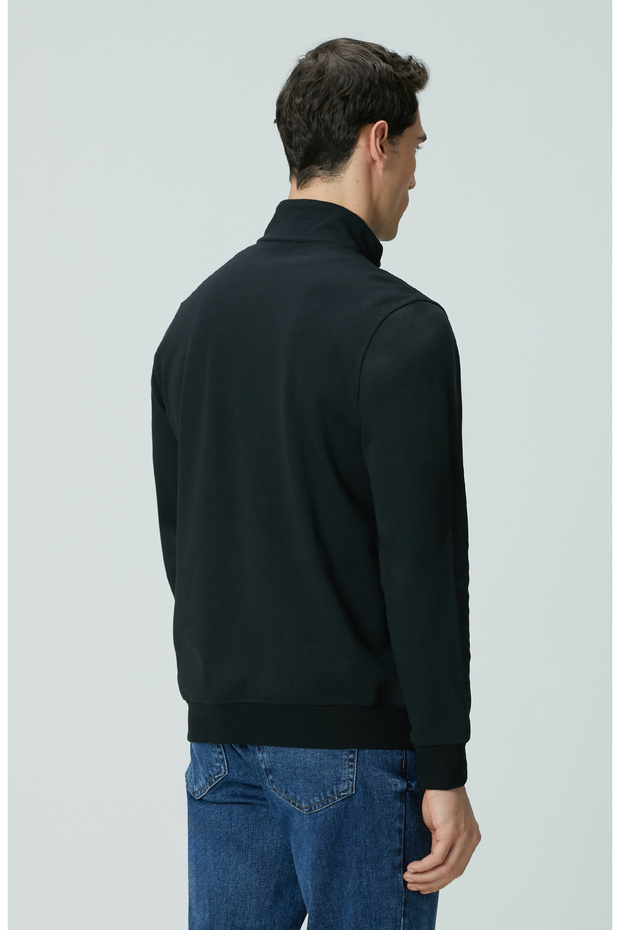 Siyah Fermuarlı Sweatshirt - 5