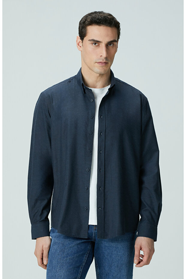 Lacivert Flanel Gömlek - 1