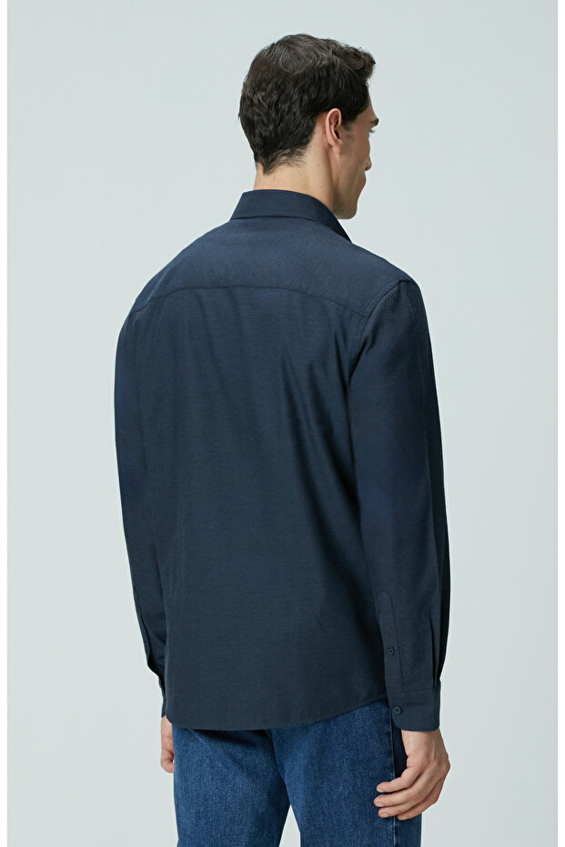 Lacivert Flanel Gömlek - 5