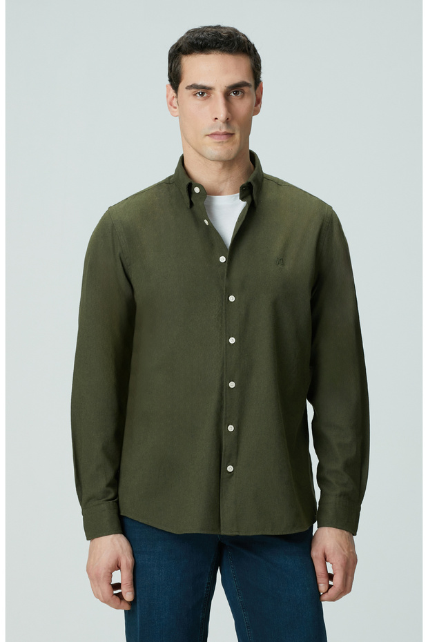 Haki Flanel Cotton Gömlek - 1