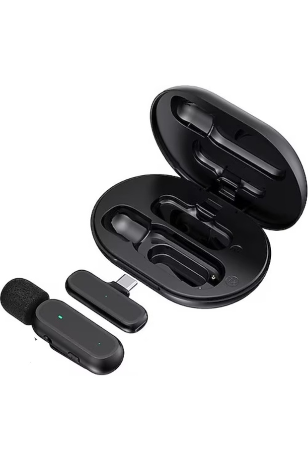 Iphone Ve Android Uyumlu TEK li Kablosuz K60 Yaka Mikrofonu Şarj Kutulu Gürültü Azaltma Özelikli - 2