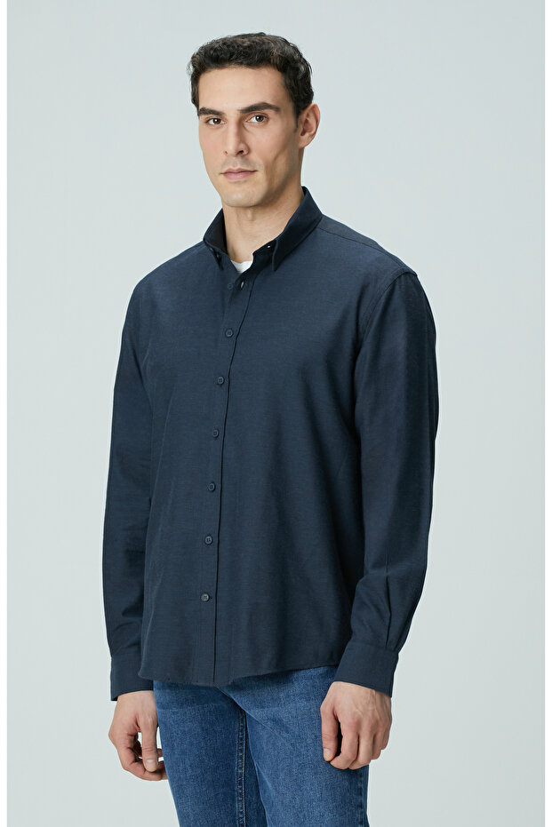 Lacivert Flanel Gömlek - 4