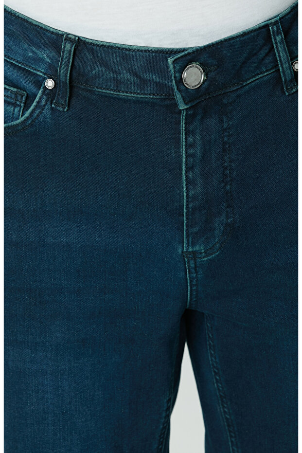 Lacivert Örme Denim Pantolon - 4
