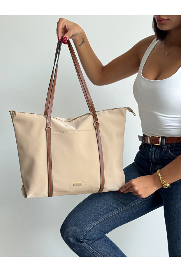 Women's Striped Shopperr Model Hand and Shoulder Bag