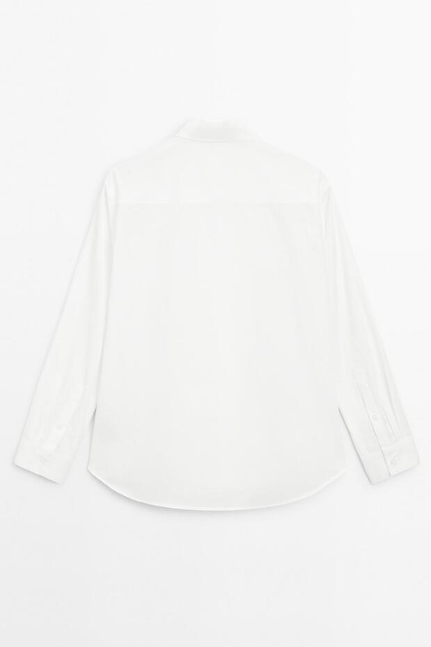 Gizli düğmeli poplin gömlek - 8