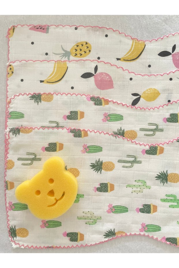 4-Pack 100% Cotton Organic Colored Muslin Baby Shoulder Cover / Mouth Wipe / Bath Sponge Gift
