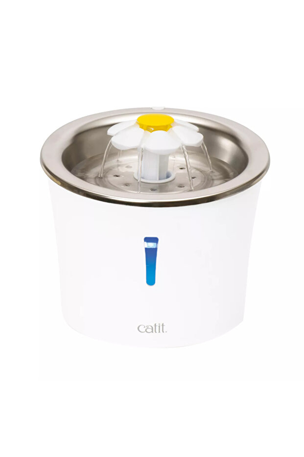 Stainless Steel Flower Cat Drinking Fountain 3L With LED Nightlight 21x21x18.5cm