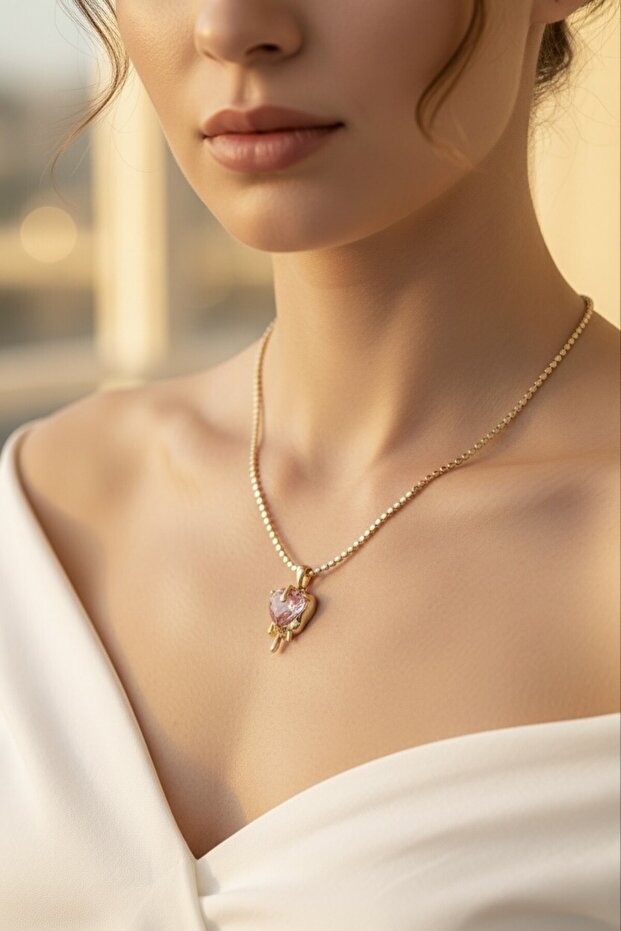 Xuping Taşlı Kalp Kolye - 1