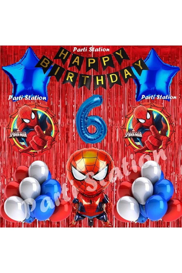 Spider-Man Balloon Set 6 Years Old Spider-Man Red Concept Birthday Party Balloon Set