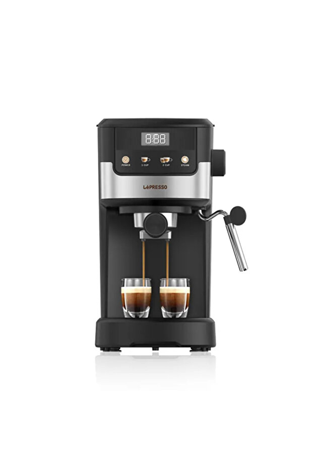 20 BAR 2 CUPS DUAL-STAINLESS STEEL FILTER COFFEE MACHINE - BLACK