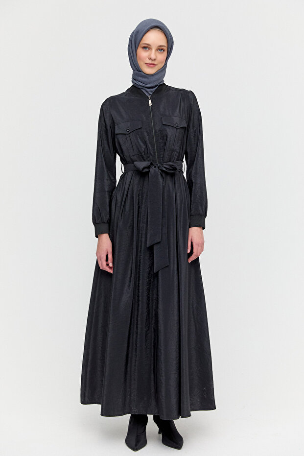 Kuşaklı Bomber Elbise - 2