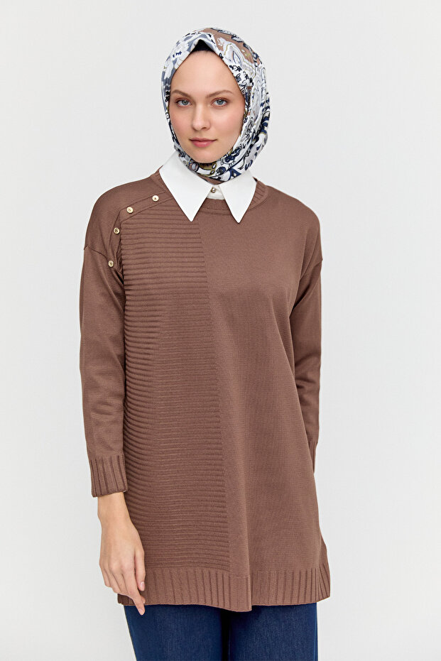 Süs Düğmeli Triko Tunik - 2