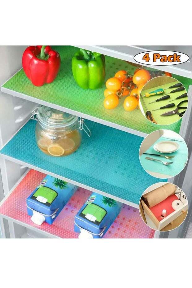 4-Piece Washable Refrigerator Shelf Liners
