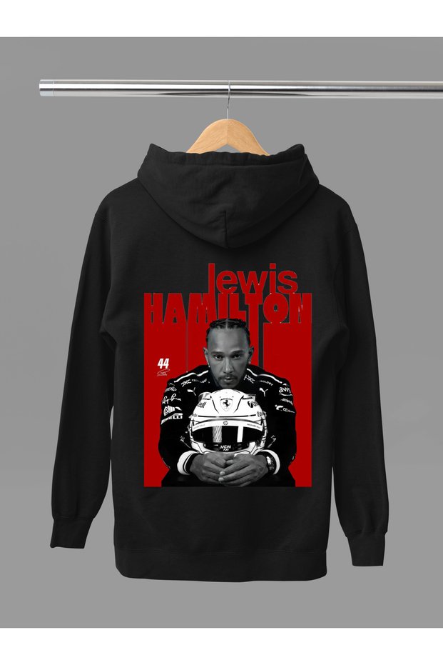 Lewis Hamilton Printed Cotton Long Sleeve Ribbed 3 Thread Hooded F1 Sweatshirt