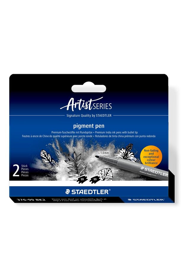 Wiz Design / 376-99 Bk2 Pigment Arts Pen Intense Black 2-Piece (New Product)