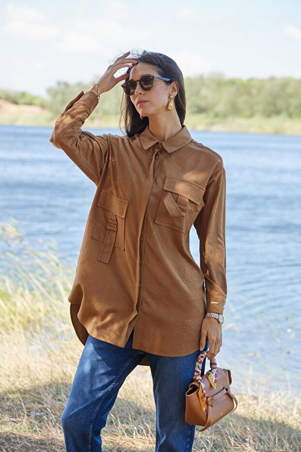 TAŞLI SÜET GÖMLEK - 4