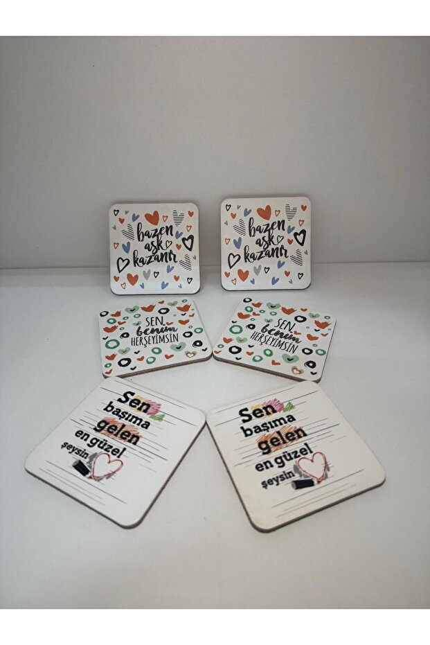 Decorative Coasters Set of 6 Love Themed