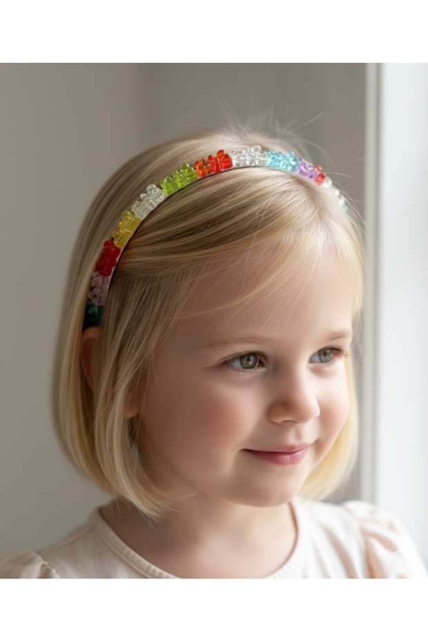 Transparent Colored Plexiglass Jelly Bean Mini Teddy Bears Crown - Suitable for Ages 5 and up
