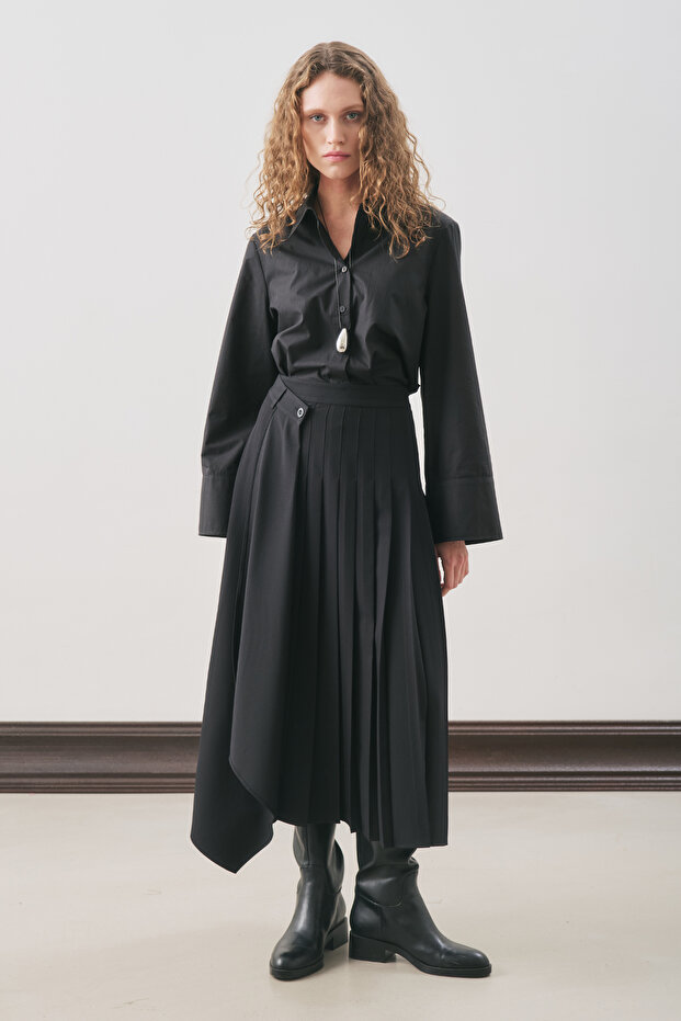 ANVELOP PİLİSELİ ETEK SİYAH - 2