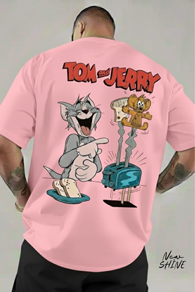تيشيرت بطبعة Tom and Jerry، قصة واسعة / فضفاضة