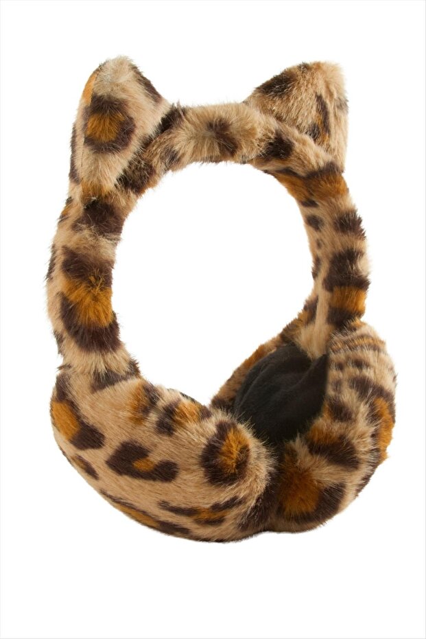 Leopard Patterned Wool Winter Earmuffs - 1