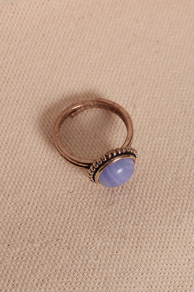 خاتم أصلي قابل للتعديل مرصع بحجر السيلينيت الأرجواني - 2