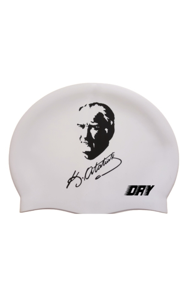 Ataturk Silhouette and Signature Custom Design Silicone Swimming Cap
