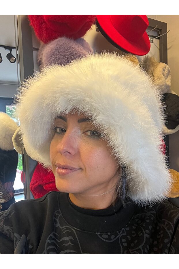 White Plush Hat