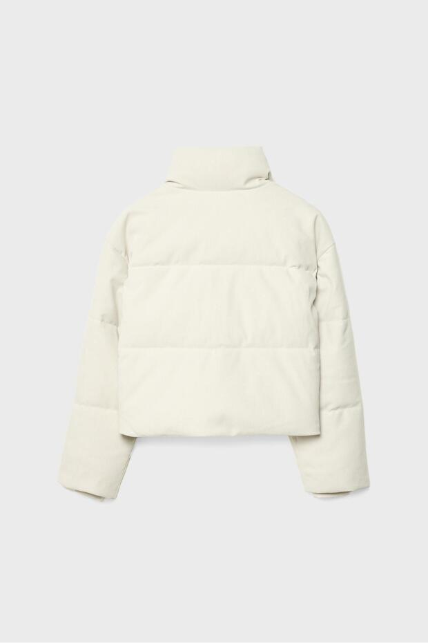 Fitilli kadife şişme mont - 7