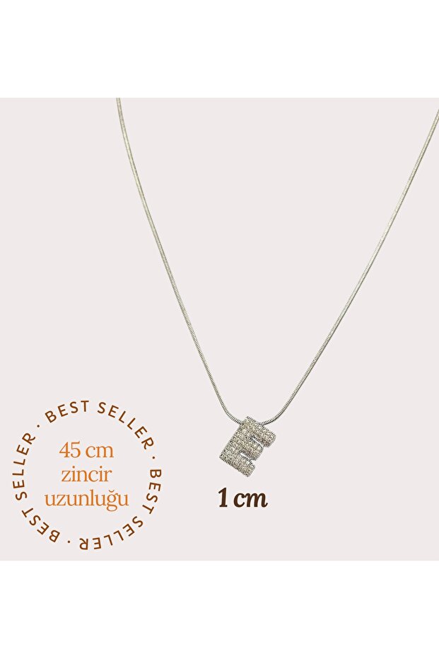 Zirkon Taşlı E Harfli Kolye - 2