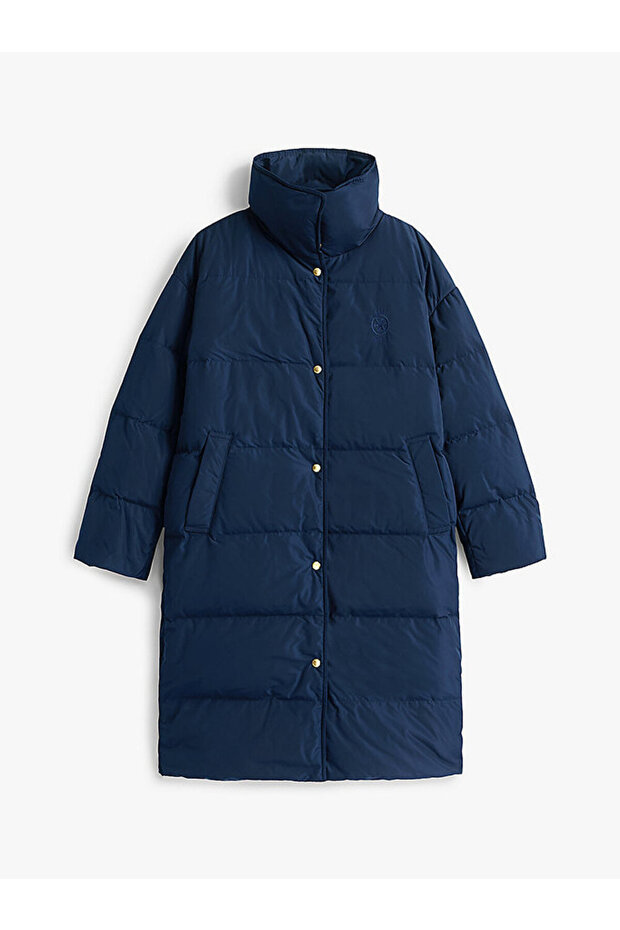 Crest Embroidery Down Puffer Coat - 2