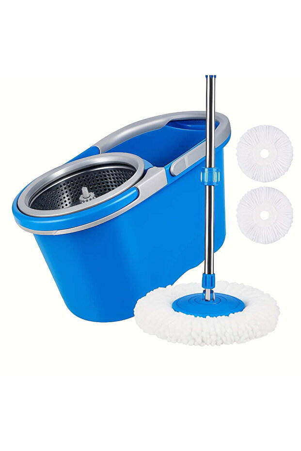 Spin Mop And Bucket Set, 360° Spin Mop Kit with 2 Microfiber Mop Heads