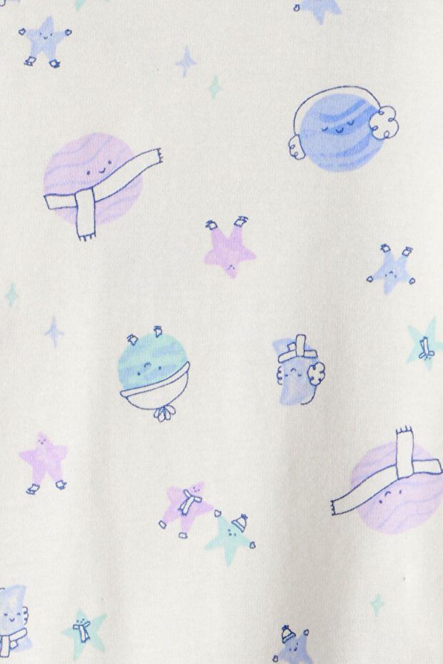 Kız Çocuk Ekru Pijama Set - 3