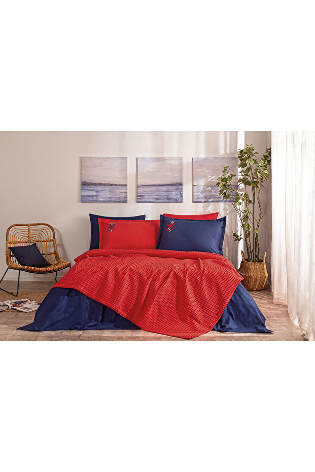 Set piqué brodat dublu Waffle - 4