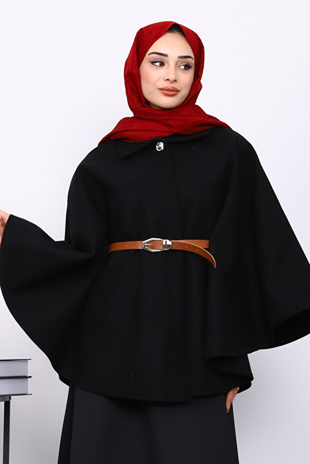Black Belted Stamp Poncho