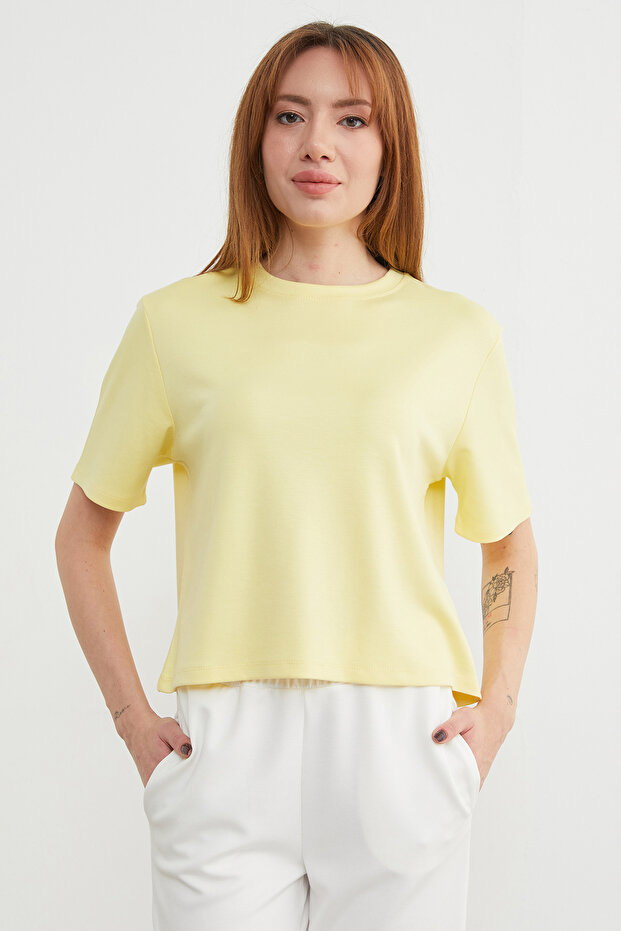 Basic Bisiket Yaka Modal Tişört - 4