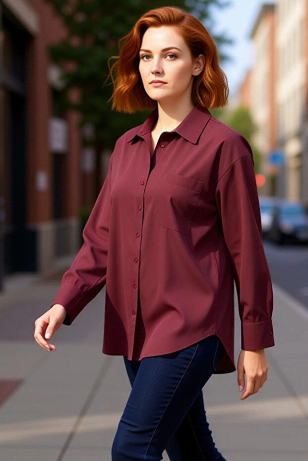 Women's Long Sleeve Relaxed Fit Woven Shirt a Piece Offering Everyday Elegance and Comfortable Wear