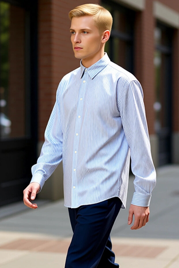Men's Oversized Striped Seersucker Woven Shirts Modern Relaxed Fit Long Sleeve Everyday Elegance Combinations