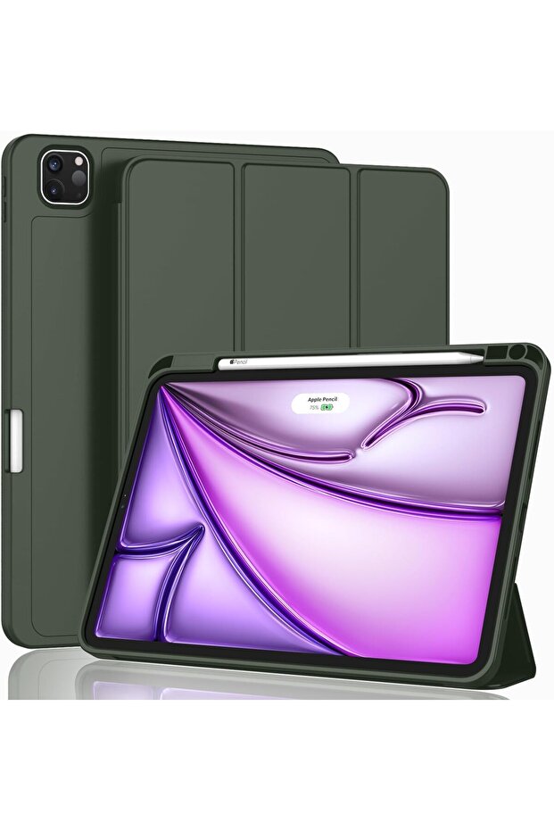 iPad Air 13-inch Case (M3 2025/M2 2024) with Pencil Holder, Trifold Stand - Dark Green