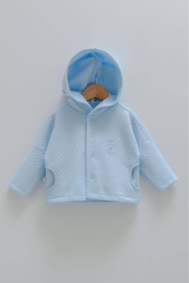 Baby Boy Quilted Cardigan 100% Cotton Hooded (1-18 Months)