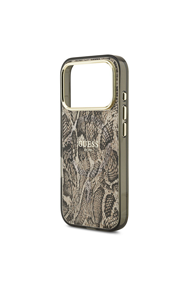 iPhone 17 Pro Compatible Case Licensed M-Safeli Lettering Logo Python Pattern Cover Brown - 6