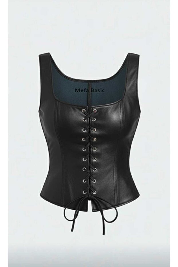 Kadın bohem retro suni deri Vintage Yelek - 1