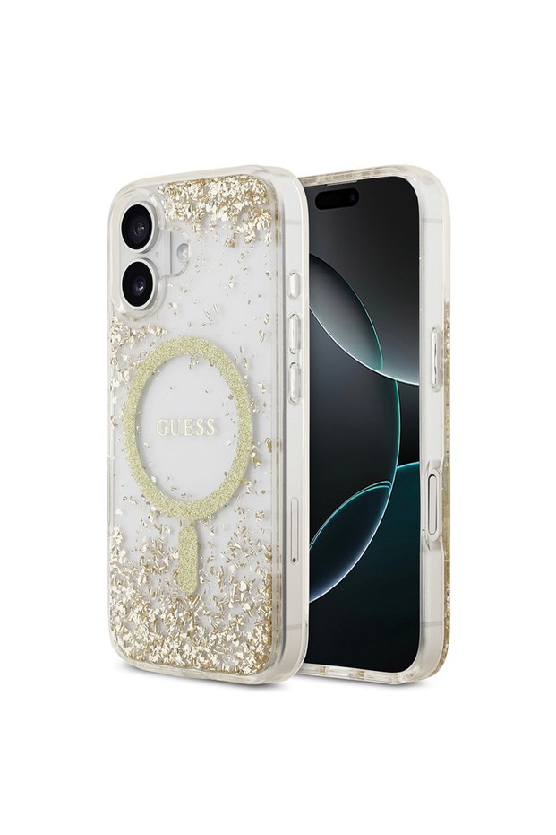 iPhone 17 Compatible Case Original Licensed M-Safe Featured Transparent Resin Bottom Cover Gold