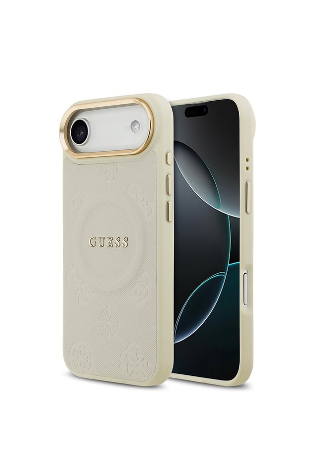 iPhone 17 Air Compatible Case Licensed M-Safeli Hot Stamping Letter Logo Pu Leather Peony Cover Beige