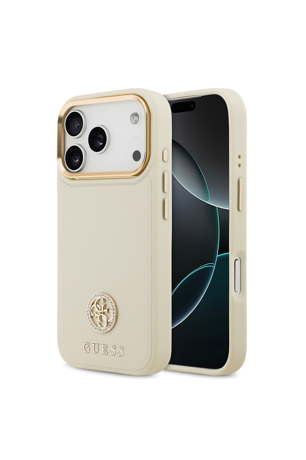 iPhone 17 Pro Compatible Case Licensed M-Safe Featured Grained Text and Stone 4g Logo Cover Beige