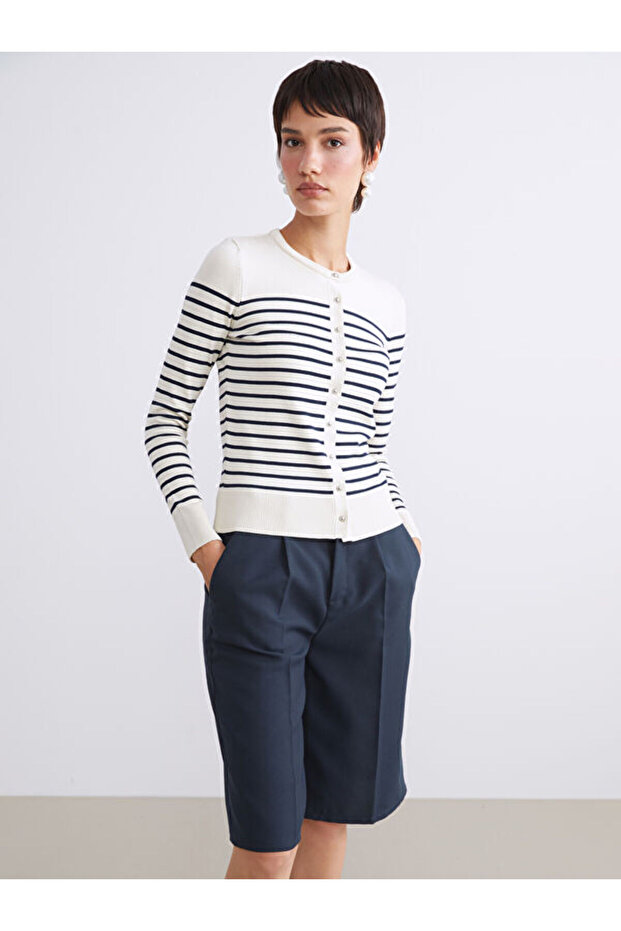 Zero Roba Collar Striped Women's Knitwear Cardigan for Style Seekers from Uzg Store