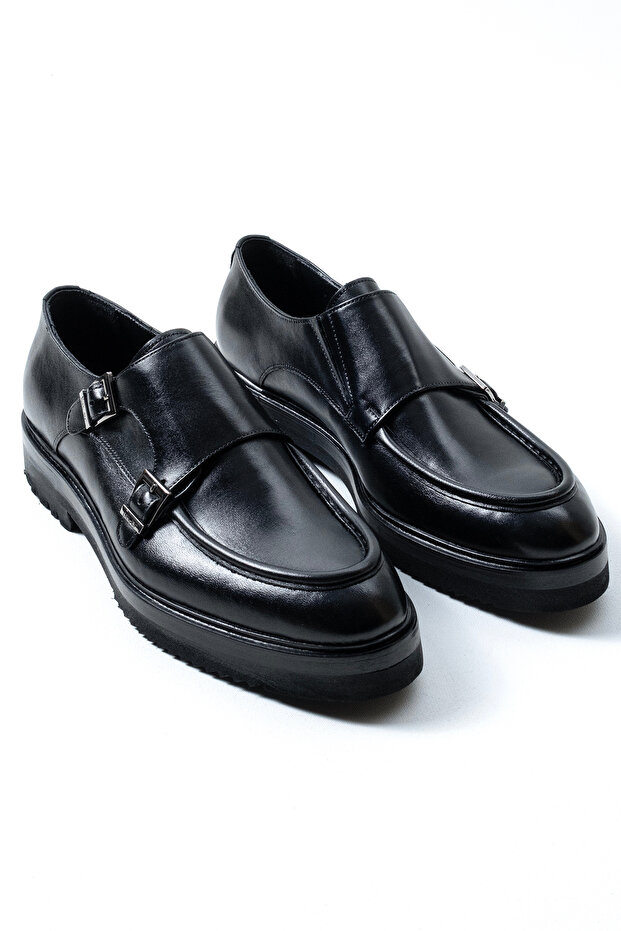 حذاء رجالي فاخر كلاسيكي من الجلد الطبيعي الفاخر بمشبك مزدوج (Double Monk Strap)