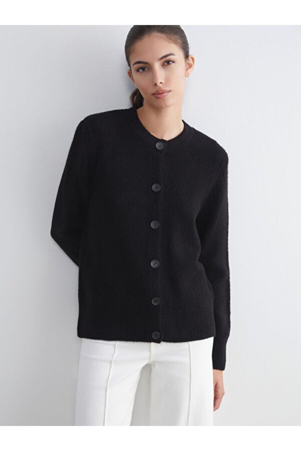 Crew Neck Women's Knitwear Cardigan