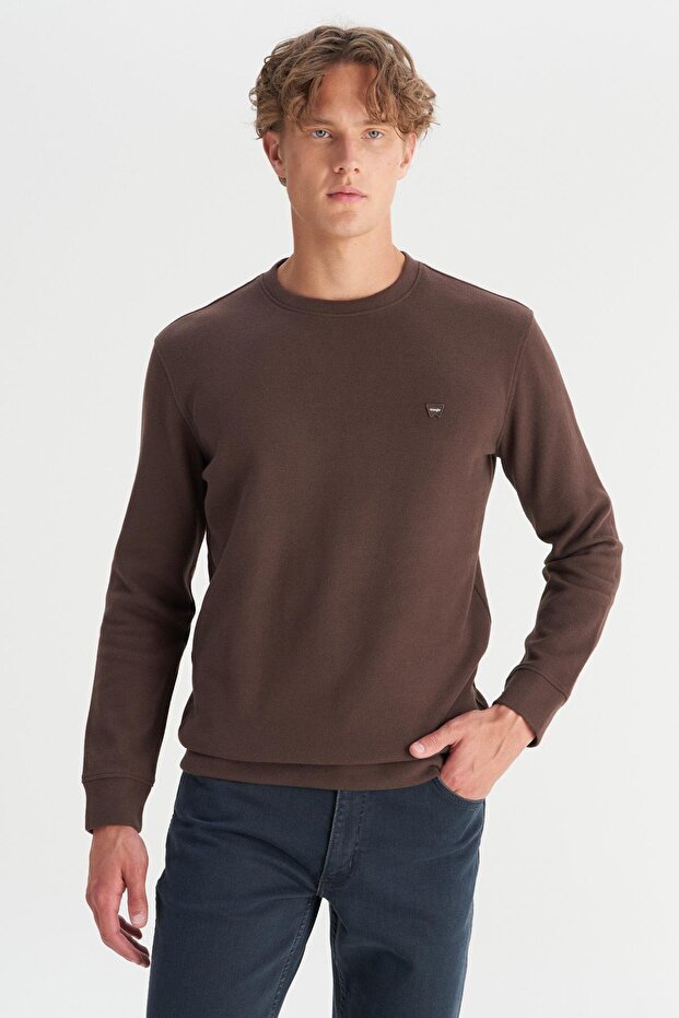 Cotton Regular Fit Regular Cut Crew Neck Thessaloniki Knit Sweatshirt
