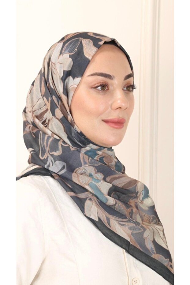 شال قطني منقوش باللون الأسود - 4